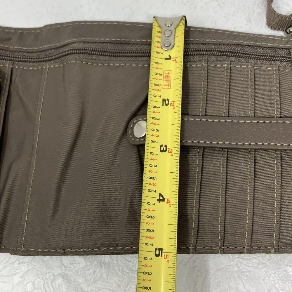 HADAKI Travel Wallet Wristlet Crossbody Strap Purse Bag Brown Taupe Unisex EUC